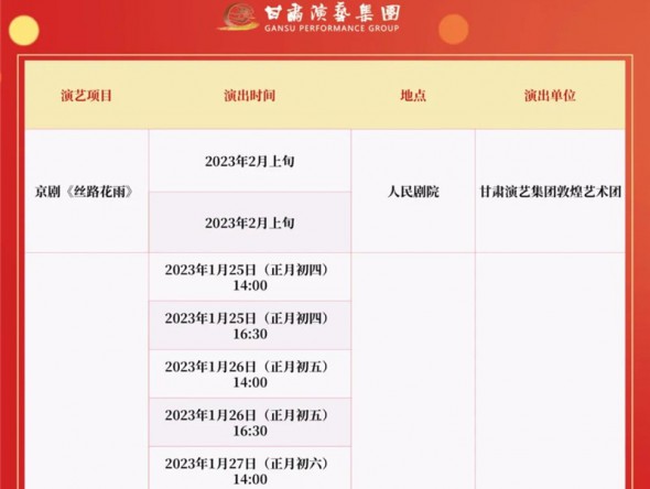 2022年12月31日—2023年2月5日 | 甘肅演藝集團(tuán)2023年新春演出季重磅來襲！